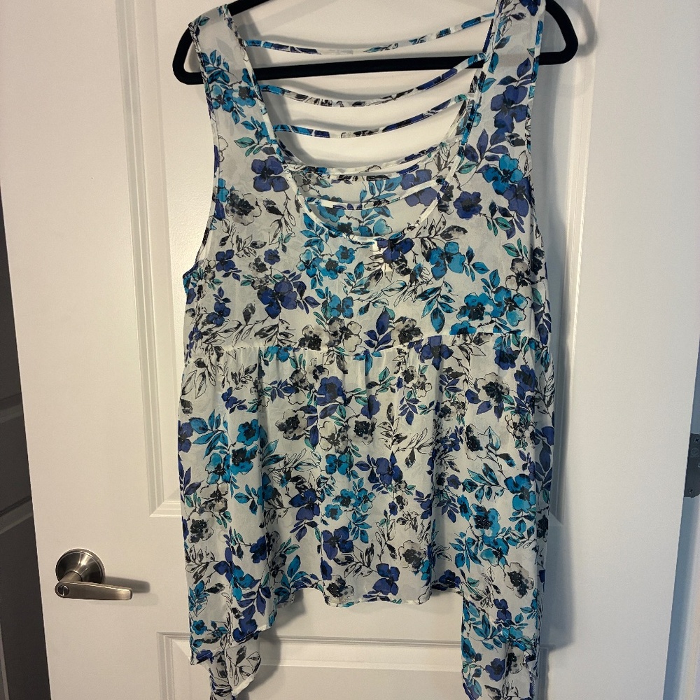 Torrid Size 3  Floral Chiffon Babydoll Top Sleeveless